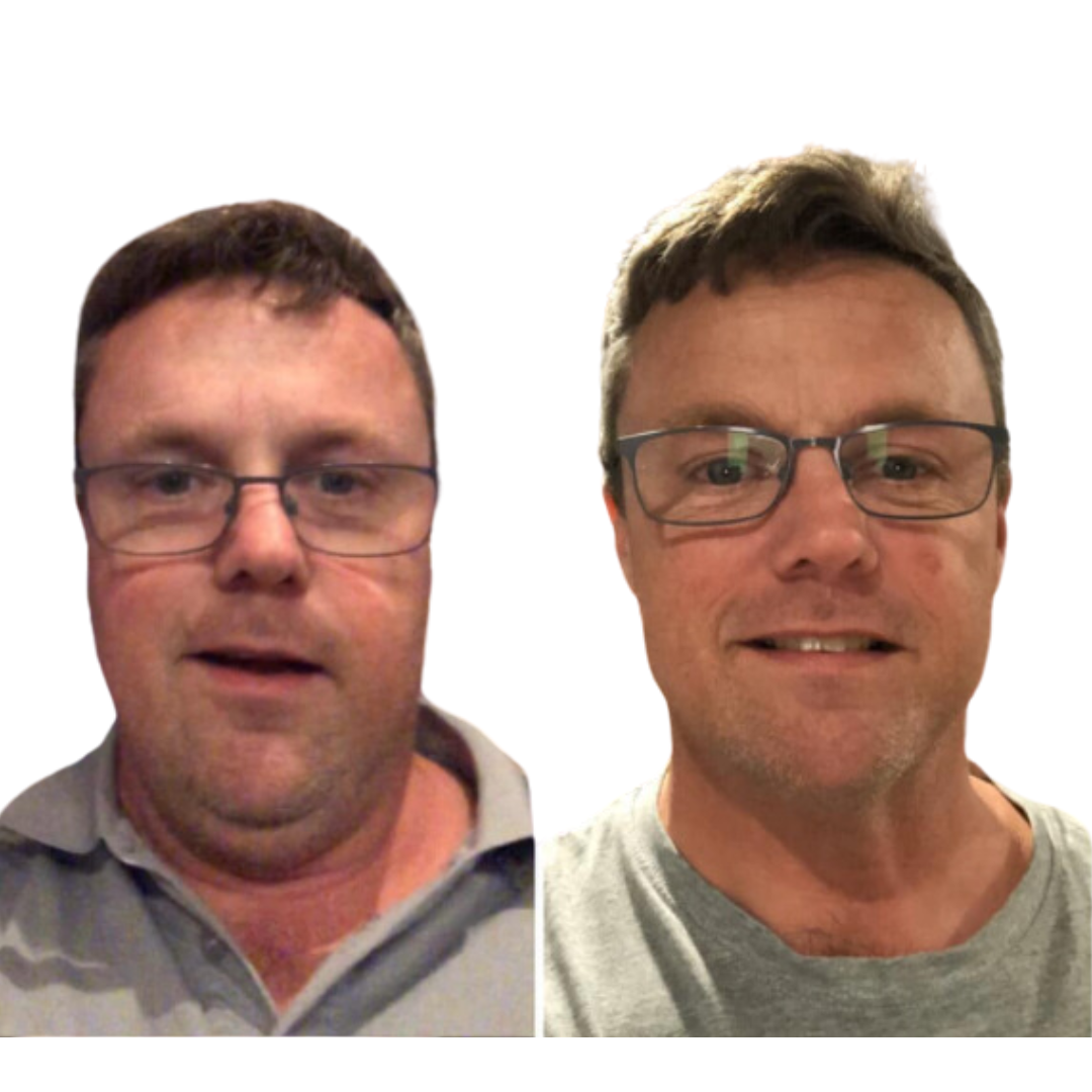 "Sean’s incredible fat loss transformation, showing his progress from overweight and low energy to leaner, healthier, and more energized through customized fitness coaching and lifestyle changes."
